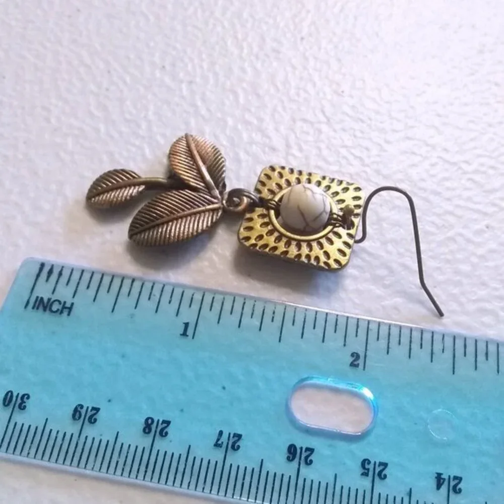 Handmade! Warm Bronze Colored Rose Leaf Dangle Earrings - Mature Business Casual